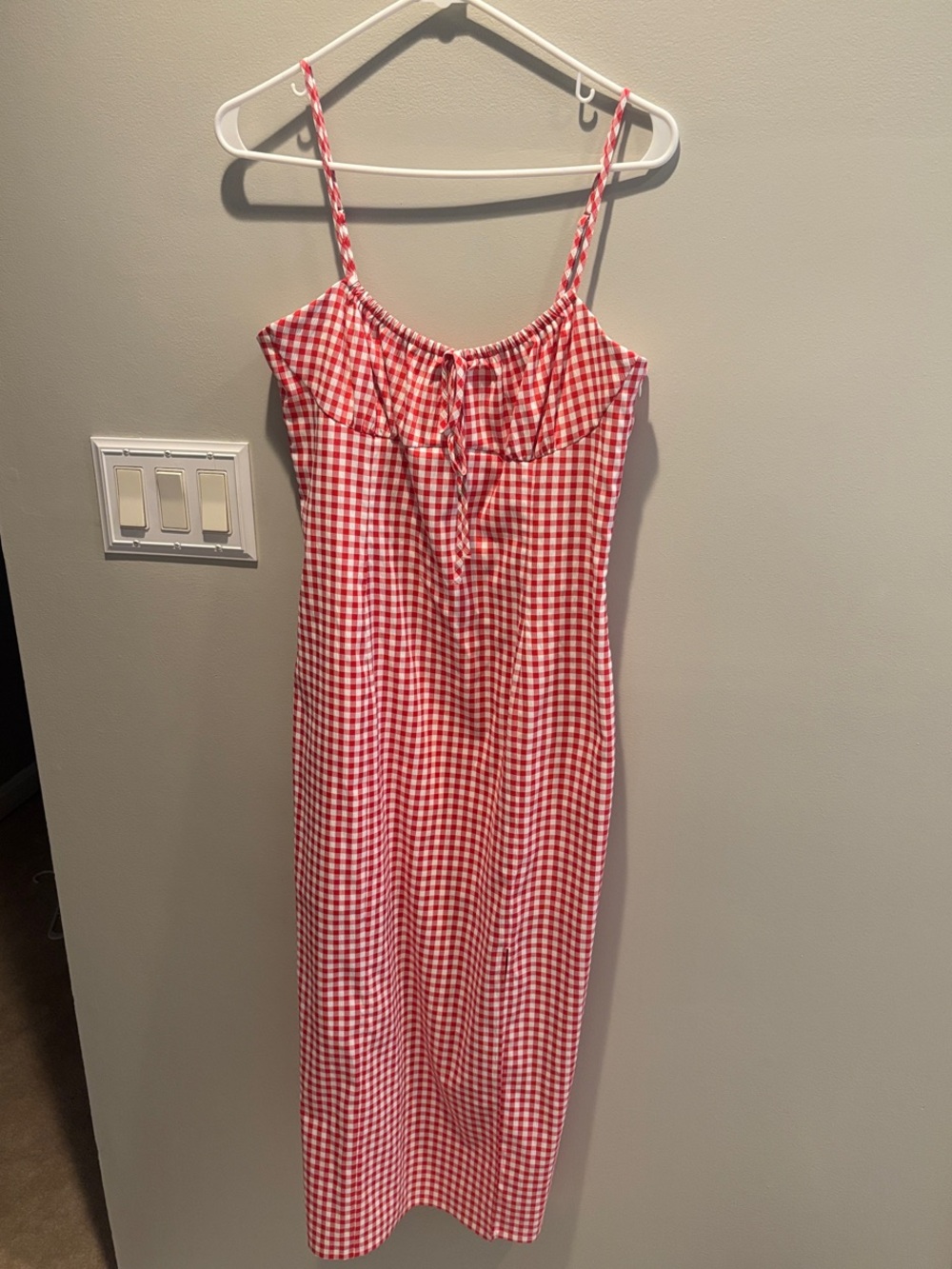 Red Gingham Spaghetti Strap Dress